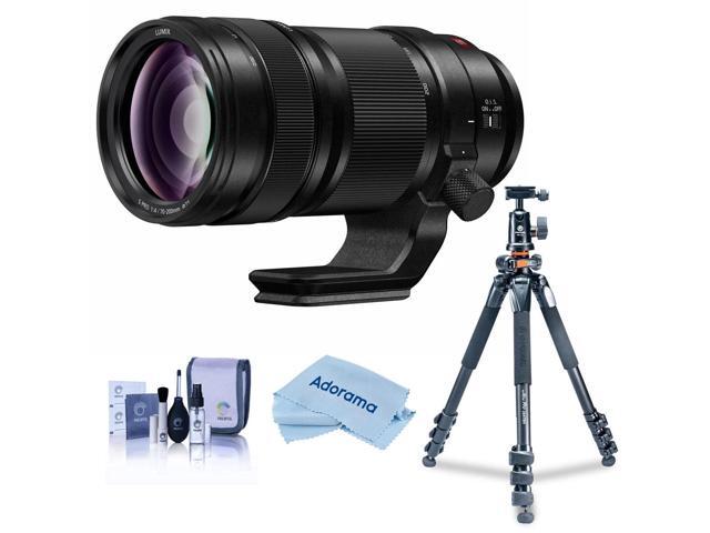Panasonic LUMIX S PRO 70-200mm f/4 O. I.S. Lens for L Mount, Bundle with Takama 3-Section Aluminum Video Tripod with Fluid Head, Cleaning Kit,...