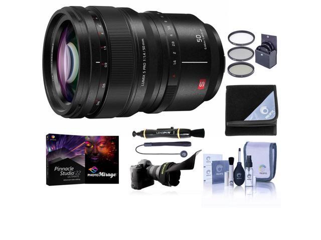 Panasonic LUMIX S PRO 50mm f/1.4 Lens for L Mount, Bundle with 77mm Filter Kit, Flex Lens Shade, Lens Cleaner, Lens Wrap, Cap Tether, Cleaning Kit,...