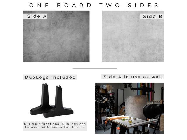 V-FLAT WORLD Duo Board - 30x40' Double Sided Surface Board, Iced Concrete/Midnight Cement