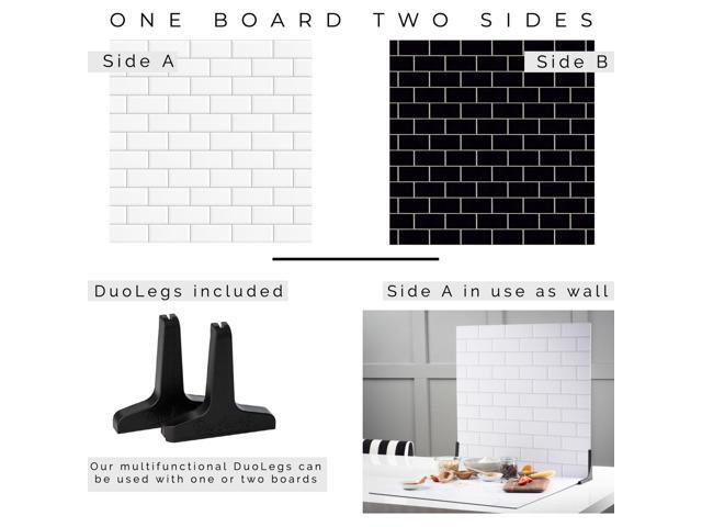 V-FLAT WORLD Duo Board - 24x24' Double Sided Surface Board, White/Ebony Subway Tile