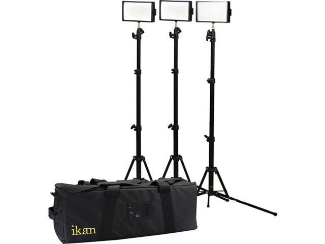 Ikan iLED312-v2 3-Point Light Kit, Includes (3) iLED312-v2 Lights with Stands, AC Adapters, Batteries, Chargers & Carrying Case