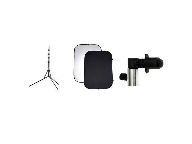 Belle Drape 60x78' Collapsible Disc Background, Black/White, Stand, Clip