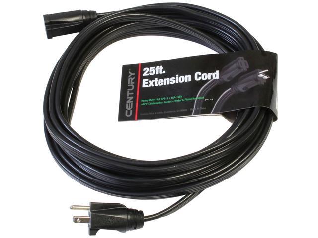 Milspec 25' Heavy Duty 14/3 SPT-3 Low Profile Flat Extension Cord, Black