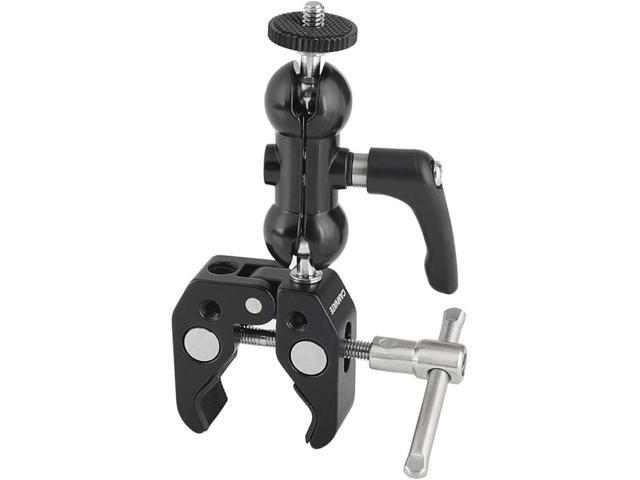 CAMVATE Ball Head Mount 1/4' Threads with Central Lock Knob and Super Crab Gripper Clamp
