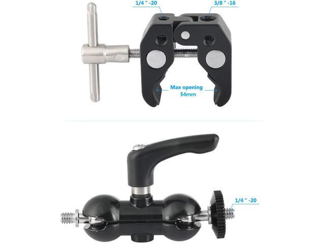 CAMVATE Ball Head Mount 1/4' Threads with Central Lock Knob and Super Crab Gripper Clamp
