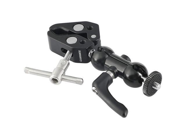 CAMVATE Ball Head Mount 1/4' Threads with Central Lock Knob and Super Crab Gripper Clamp