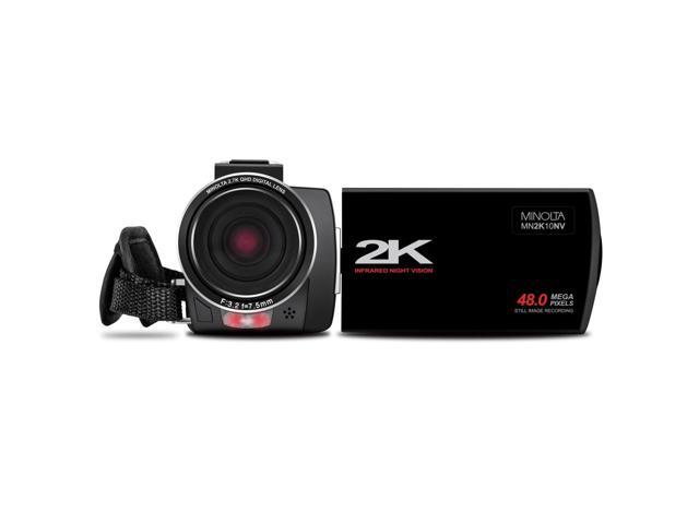 Minolta MN2K10NV 2K Ultra HD Camcorder with 3' Touchscreen and Infrared Night Vision, Black
