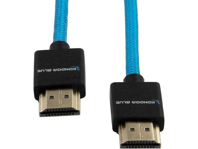 Kondor Blue 14 Thin HDMI to HDMI Braided Male Cable for on Camera Monitors Blue - image 3