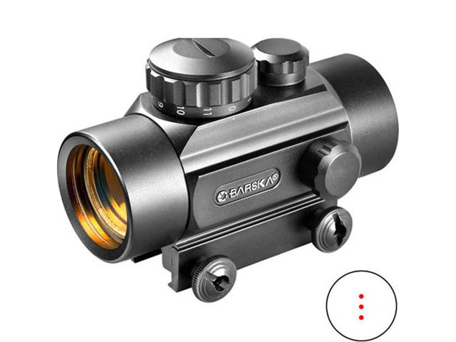 Barska 1x30mm Three Red Dot Crossbow Scope, 3.5 MOA Illum Reticle, Matte Black