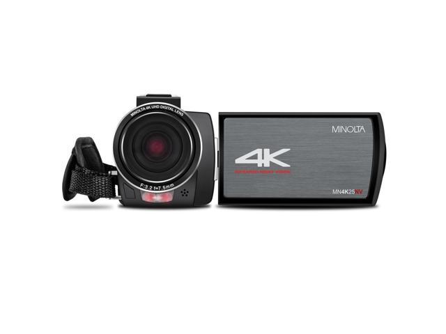 Minolta MN4K25NV 4K Ultra HD 30MP 3' Touchscreen Camcorder with Night Vision, Black