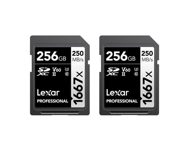 Lexar SILVER Professional 1667x 256GB UHS-II SDXC Memory Card, 2-Pack, w/Reader