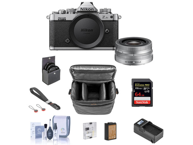 Nikon Z fc DX-Format Mirrorless Digital Camera with 16-50mm f/3.5-6.3 VR Lens Bundle with 64GB SD Card, Bag, Wrist Strap, Extra Battery, Charger,...
