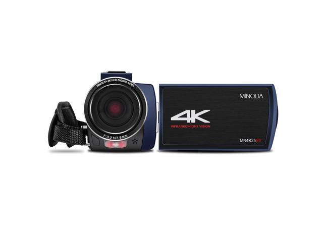 Minolta MN4K25NV 4K Ultra HD 30MP 3' Touchscreen Camcorder with Night Vision, Blue