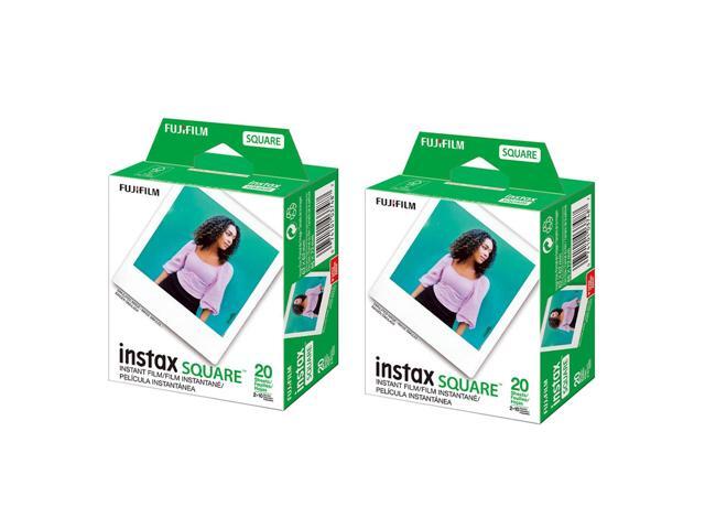Fujifilm 2x Instax SQUARE Instant Color Film, 20 Exposures, White Frame
