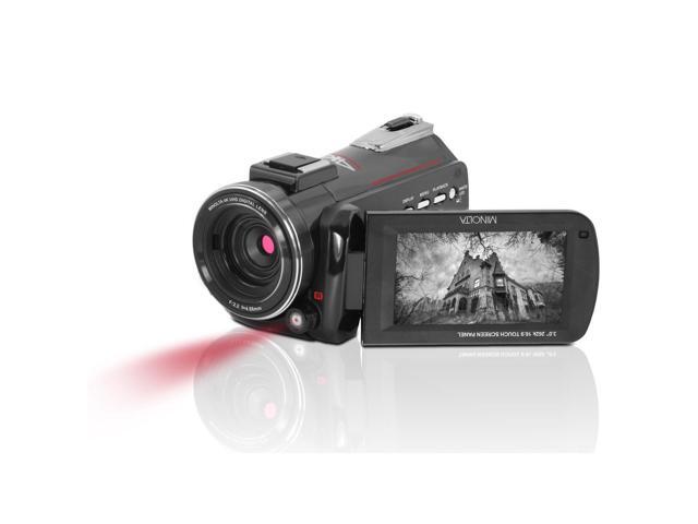 Minolta MN4K40NV 4K Ultra HD 30MP 3' Touchscreen Night Vision Camcorder with LED Light, Black