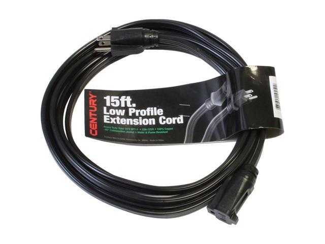 Milspec 15' Heavy Duty 14/3 SPT-3 Low Profile Flat Extension Cord, Black