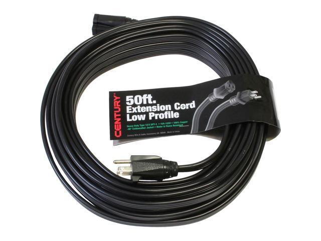 Milspec 50' Heavy Duty 12/3 SPT-3 Low Profile Flat Extension Cord, Black