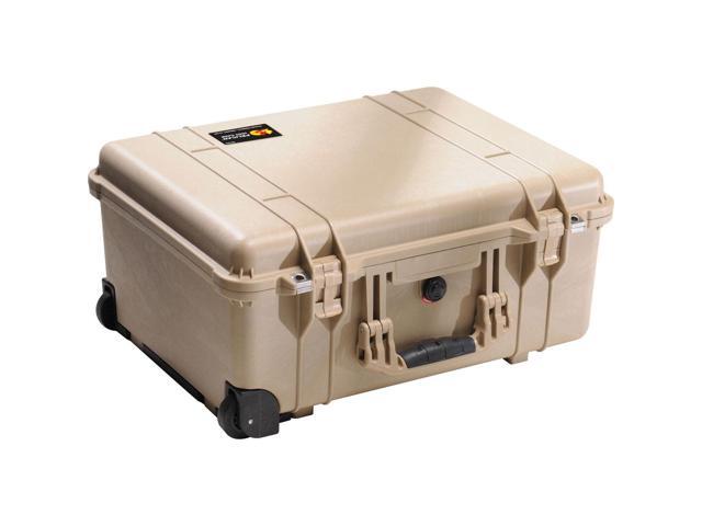 Pelican 1560 Watertight Wheeled Hard Case with Foam, Tan, w/PC1569 Lid Organizer