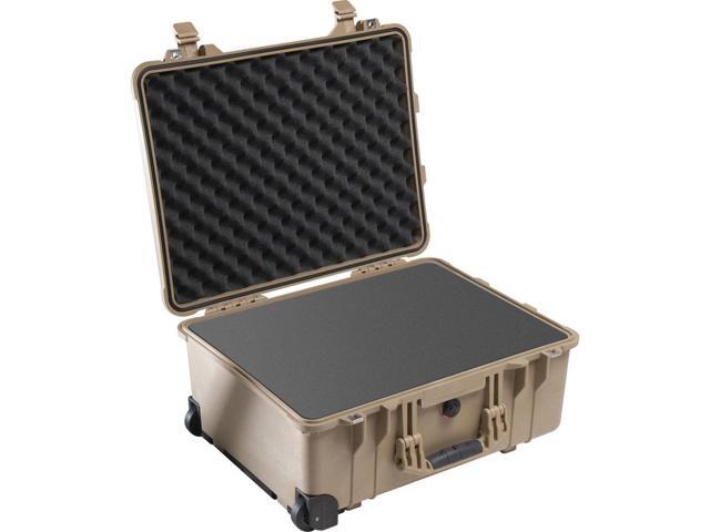 Pelican 1560 Watertight Wheeled Hard Case with Foam, Tan, w/PC1569 Lid Organizer