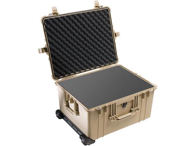 Pelican 1620 Watertight Hard Case with Cubed Foam Interior & Wheels - Desert Tan