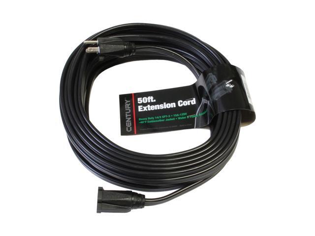 Milspec 50' Heavy Duty 14/3 SPT-3 Low Profile Flat Extension Cord, Black