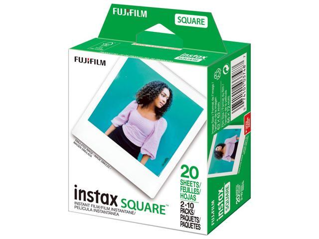 Fujifilm 2x Instax SQUARE Instant Color Film, 20 Exposures, White Frame