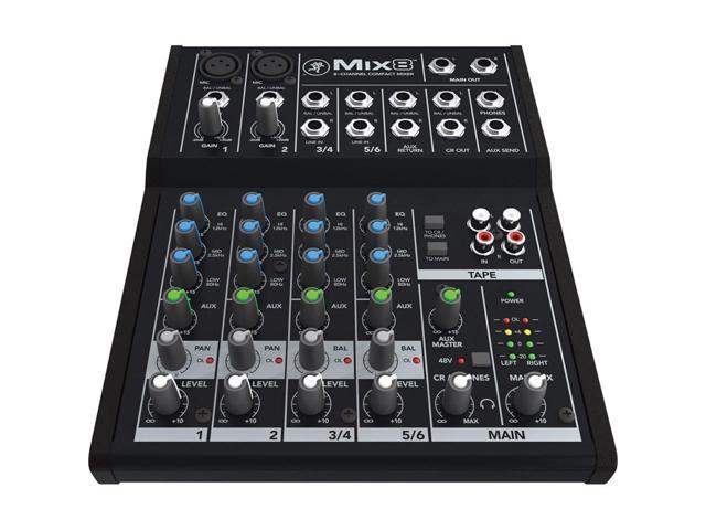 Mackie Mix8 8-Channel Compact Mixer, Bundle with TAPH100 Headphones and 2x XLR Cable