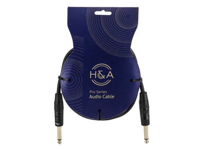 H & A Elite Pro 1/4' to 1/4' Male Instrument Cable w/Rean Gold Connectors, 3'