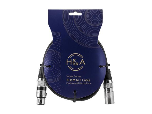 H & A Value Series XLR M to F Professional Microphone Cable - 10'