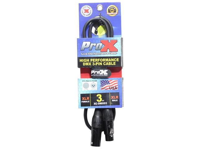 ProX XC-DMX03 3 Ft. DMX Male 3-Pin to DMX Female 3-Pin High Performance Cable