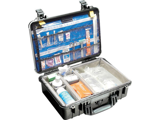 Pelican 1500EMS Watertight Hard Case with Dividers & EMS Lid Organizer - Black