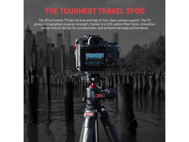 3Pod Everest T3 4-Section Carbon Fiber Compact Tripod with H2 Ball Head and Arca-Type Quick Release