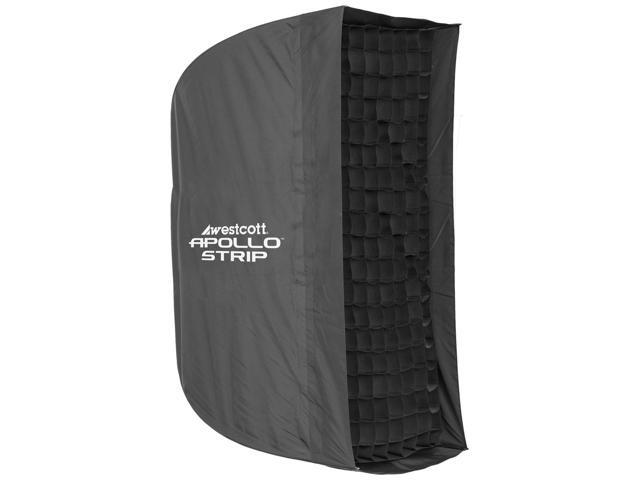 westcott apollo strip (12? x 36?) quick open softbox with free egg crate grid - speedlight, monolight, flash, or continuous light modifier