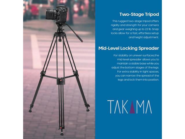 Takama 3-Section Aluminum Video Tripod with Damping Fluid Head