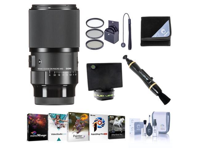 Sigma 105mm f/2.8 DG DN ART Macro Lens for Sony E, Bundle with PC Software Kit, 62mm Filter Kit, Lens Wrap, Lens Shade, Cleaner, Cleaning Kit, Lens...