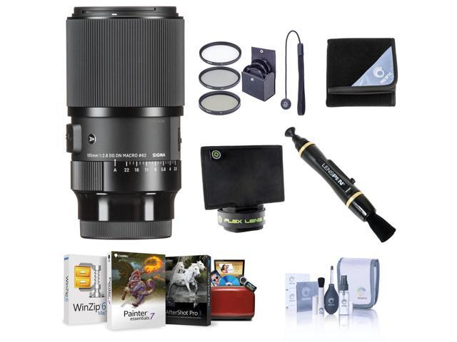 Sigma 105mm f/2.8 DG DN ART Macro Lens for Sony E, Bundle with Mac Software Kit, 62mm Filter Kit, Lens Wrap, Lens Shade, Cleaner, Cleaning Kit,...