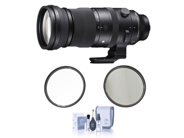 Sigma 150-600mm f/5-6.3 DG DN OS Sports Lens, Sony E, Bundle with 95mm CPL+Clear Filter Kit and Cleaning Kit
