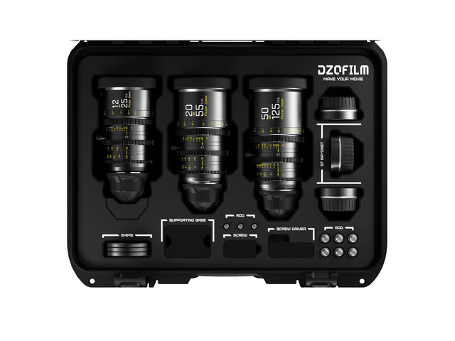 DZOFILM Pictor Zoom 12-25/20-55/50-125mm T2.8 Parfocal Cine 3-Lens Kit for PL Mount and Canon EF, Black