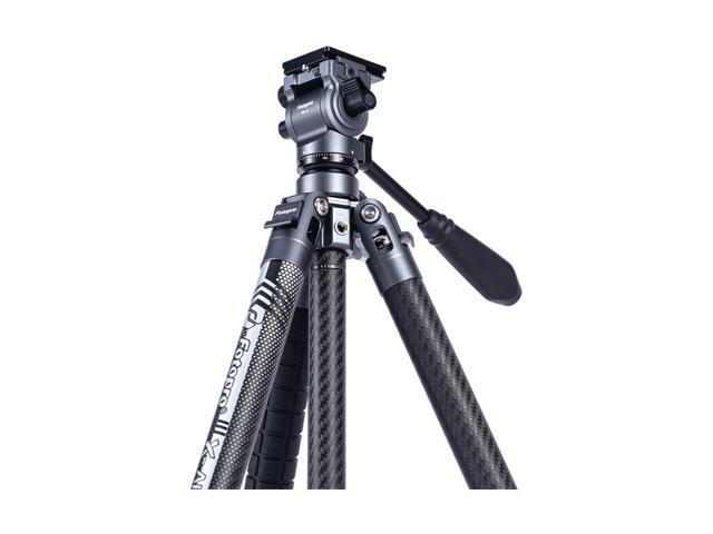 FotoPro X-AIRCROSS 3 Lite Video 5-Section Carbon Fiber Travel Tripod with MH-2L Fluid Video Head, Flame Orange