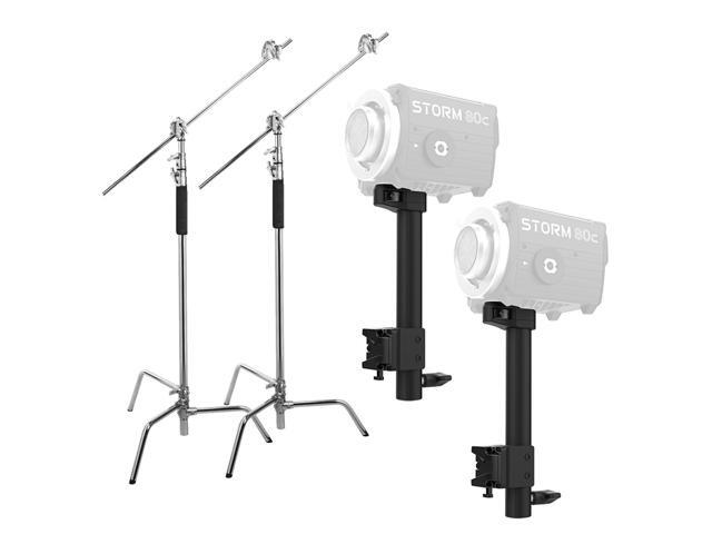 Aputure Handheld Bracket for STORM 80c LED Light, 2-Pack, Bundle with Flashpoint 10' C Light Stand on Turtle Base Kit