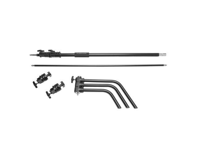 Flashpoint 10' Century Light C-Stand, Black, 3-Pack, Bundle with Slinger L6 BigBag C-Stand Rolling Kit Bag