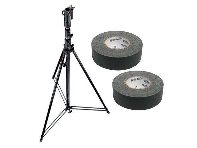 Manfrotto 111BSU 12' 3-Section Tall Steel Cine Stand with Leveling Leg, Black, Bundle with 2x 2'x 30 Yards Gaffer Tape