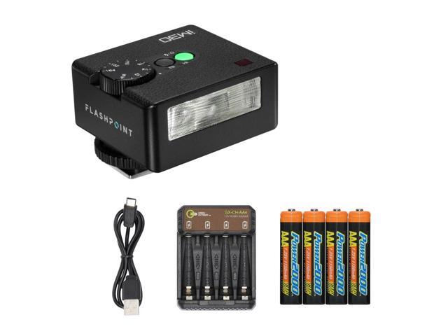 Flashpoint iM30 Mini Flash for Camera + 4x AA Rechargeable Batteries + Charger