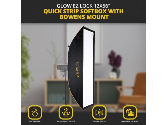 Glow EZ Lock 12x56' Quick Strip Rectangular Bowens Mount Softbox w/External, Internal Diffusers Bundle with Flashpoint Pro Heavy-Duty Air-Cushioned...