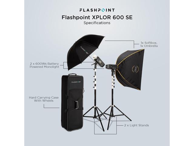 Flashpoint XPLOR 600 SE R2 Manual HSS All-In-One Outdoor Flash (2 Light Kit), Godox AD600BM II Witstro