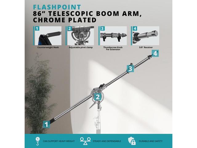 Flashpoint Turtle Base C-Stand and Cross Arm Boom Kit (Chrome, 10.5')