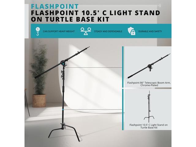 Flashpoint Turtle Base C-Stand and Cross Arm Boom Kit (Black, 10.5')