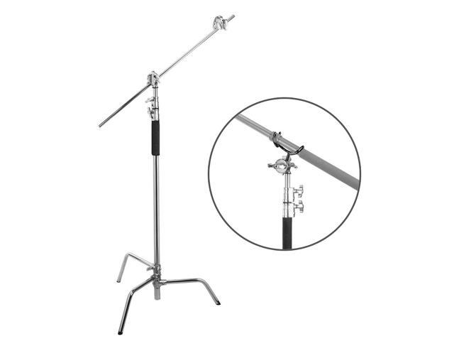 Flashpoint 10' C Light Stand on Turtle Base Kit, Chrome with 40' Grip Arm & 2 Gobo Heads and Baby Pin, Boom Pole Holder
