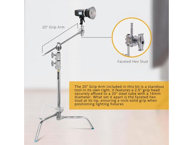 Flashpoint 20' Quick Sliding Leg C-Stand Kit with 2.5' Grip Head & 20' Grip Arm (Chrome)