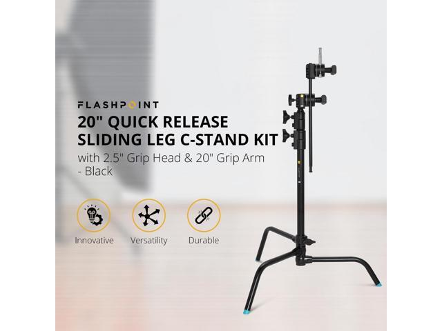 Flashpoint 20' Quick Sliding Leg C-Stand Kit with 2.5' Grip Head & 20' Grip Arm (Black)